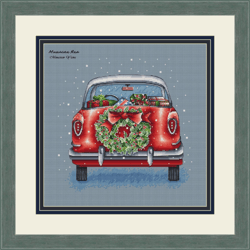 Christmas Car Cross Stitch Pattern, Red Car Cross Stitch Chart, Christmas Wreath Cross Stitch, Funny Cross Stitch, PDF