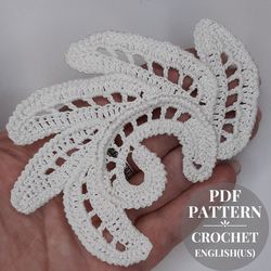 Crochet leaf pattern, crochet leaf applique, crochet pattern, crochet motif, Irish lace crochet, vintage crochet leaf.