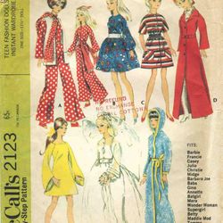 McCall's 2123 Doll clothes patterns for Barbie, Vintage sewing pattern, Instruction in ENGLISH, Digital download PDF