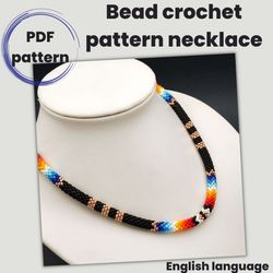 Bead crochet necklace pattern, PDF file, Pdf pattern ethnic necklace, Jewelry patterns, PDF pattern rope necklace