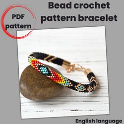 Bead crochet ethnic bracelet pattern, PDF file, Pdf pattern black bracelet, Jewelry patterns, PDF pattern black bracelet