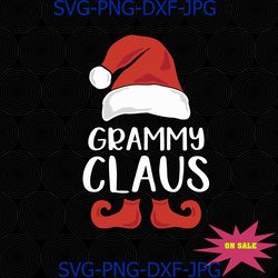 grammy claus, funny santa claus hat christmas grandma family matching svg png silhouette cutting file cricut design svg