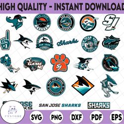 24 files san jose sharks bundle svg, dxf, png, eps, san jose svg, sharks svg, nhl svg, nhl, hockey cricut, hockey svg, c