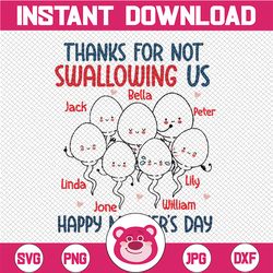 thanks for not swallowing us happy mother's day father's day svg, rude mother's day design, mother's day svg, digital do