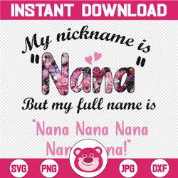 my nickname is nana but my full name is nana png, happy mother's day png, gift for mom png, mother's day png, digital do