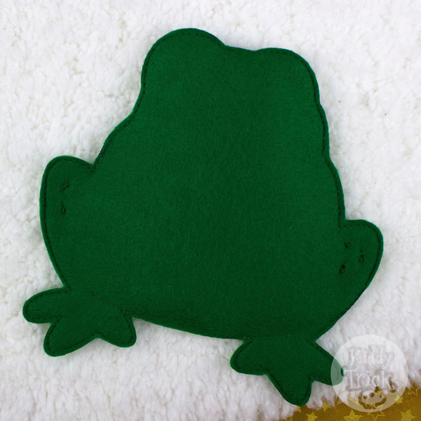 felt toy frog - back view
