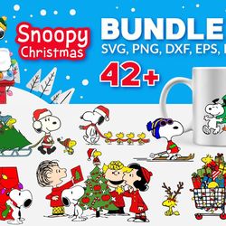 42snoopy christmas bundle, christmas svg, snoopy svg