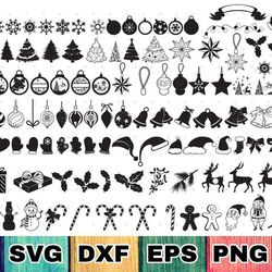 christmas svg bundle, christmas bundle cricut, christmas ornaments svg, christmas tree svg, snowflake svg, snowflakes
