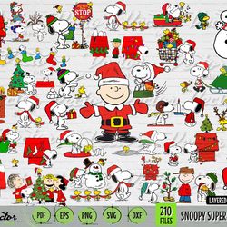 210 files christmas snoopy svg bundle, xmas snoopy svg