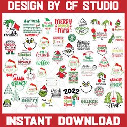 50 files the grinch bundle grinch christmas svg grinch clipart files, files for cricut & silhouette digital file