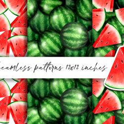 Watermelon. Seamless patterns