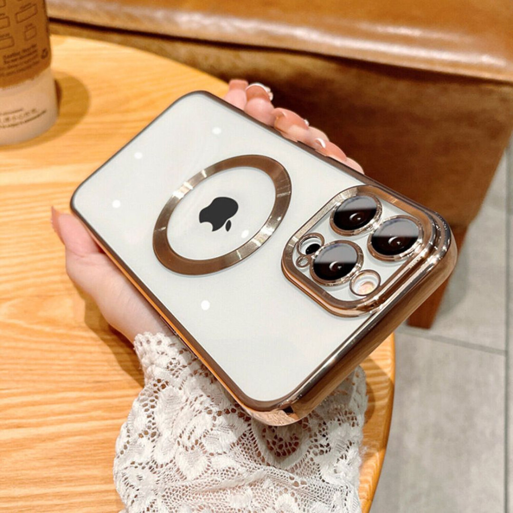 Apple iPhone 14 13 12 11 Pro Max Xr Clear Case Slim Plating Mag Safe Cover (2).jpg