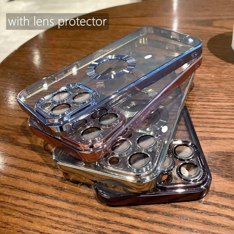Apple iPhone 14 13 12 11 Pro Max Xr Clear Case Slim Plating Mag Safe Cover (11).jpg