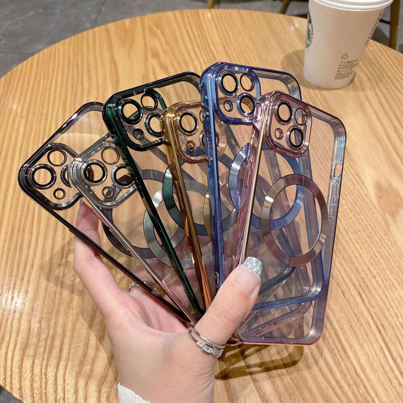 Apple iPhone 14 13 12 11 Pro Max Xr Clear Case Slim Plating Mag Safe Cover (9).jpg
