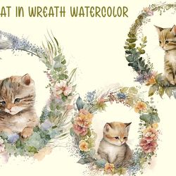Baby Cat In Wreath Watercolor