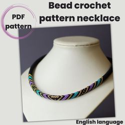 Bead crochet necklace pattern, PDF file, Pdf pattern Mardi Gras necklace, Jewelry PDF pattern, PDF pattern rope necklace