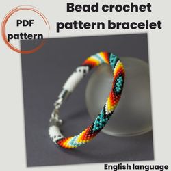 Bead crochet ethnic bracelet pattern, PDF file, Pdf pattern white bracelet, Jewelry pattern, PDF pattern ethnic bracelet
