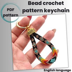 Bead crochet pattern, PDF pattern, Pattern keychain, Black ethnic keychain pattern