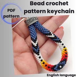 Bead crochet pattern, PDF pattern, Pattern keychain, Blue keychain pattern, Ethnic rope pattern