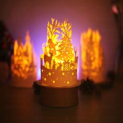 paper lanterns santa claus with christmas tree - paper cut lamp merry christmas - xmas lantern svg - christmas paper lan