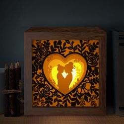 mom and baby light box template, mother's day shadow box svg - paper cutting template, light box svg files 20x20cm - hap
