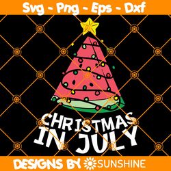Christmas In July Watermelon Xmas Tree Svg, Summer Vibes svg, Beach Vacation svg, Holiday Svg, Tropical Svg