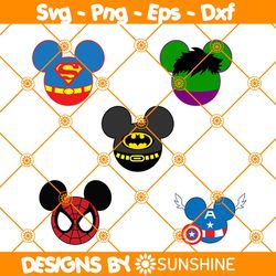 SuperHeros Head Mouse svg, SuperHeros Svg, Mickey Head Mouse Svg, Disney Mickey Mouse Svg, File For Cricut
