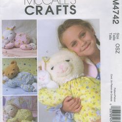 Patterns McCall's 4742, Lamb Bear Bunny Pajama Holders, Vintage pattern, Instruction in ENGLISH, Digital download PDF