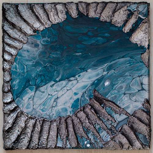 Modern Painting Interior Acrylic on Canvas. Sea foam Seascape Fluid Art Abstract Painting Blue Ocean Sea Painting Water