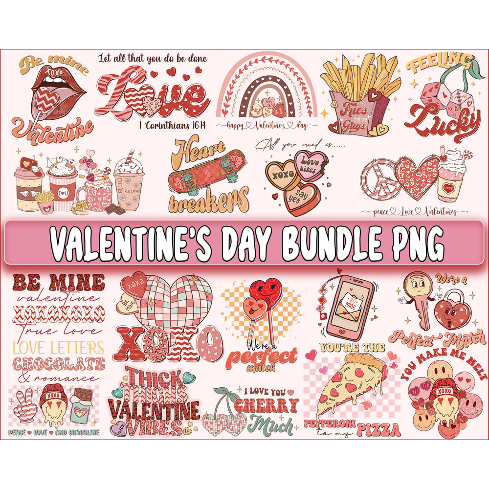 Retro Valentine's day bundle PNG , Valentines Day Sublimation ,  Valentines bundle sublimation, Digital Download, Instant Download.jpg