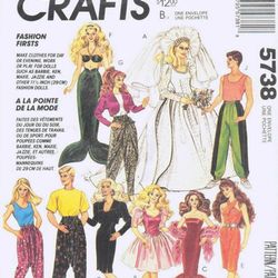 McCall's 5738 Doll clothes patterns for 11-1/2 Inch dolls, Barbie Ken, Instruction in ENGLISH, Digital download PDF