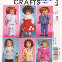 McCall's 5775 Doll clothes patterns for 18 Inch dolls, Vintage Pattern, Instruction in FRENCH, Digital download PDF