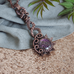 copper pendant with glass cabochon