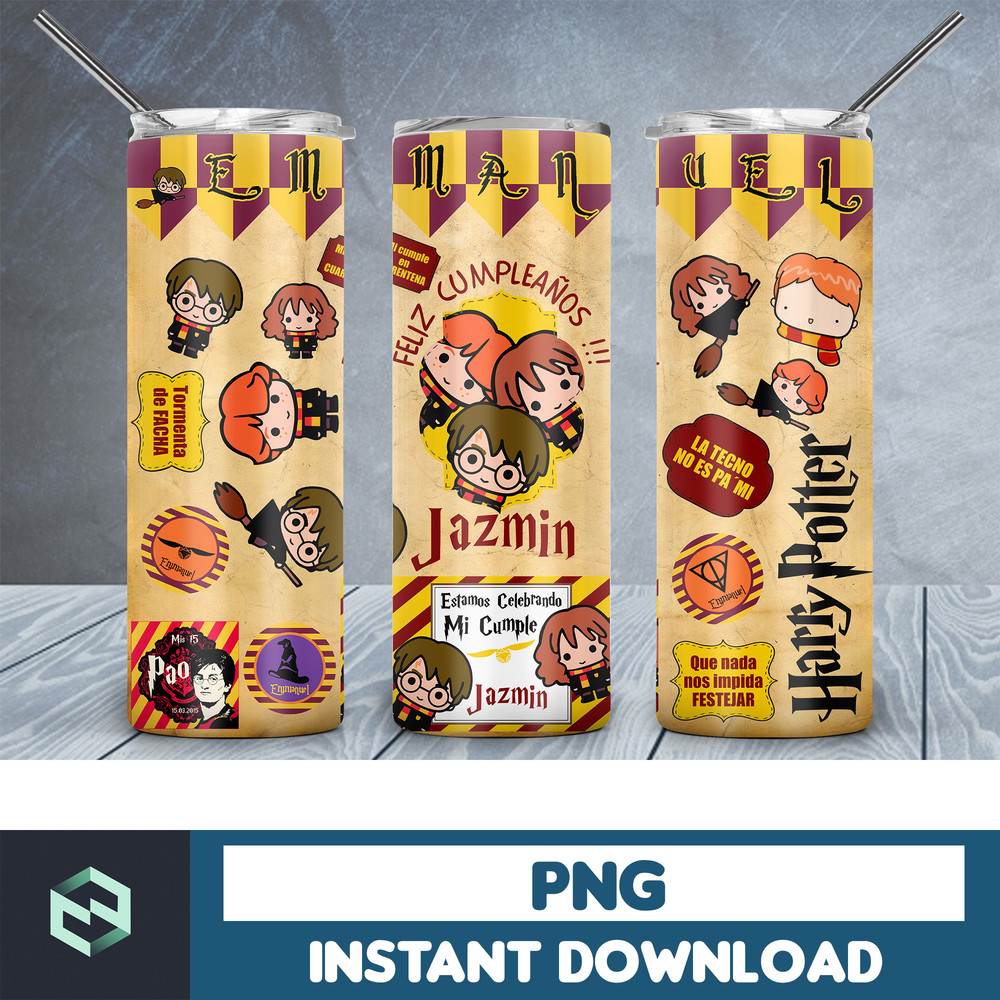 Harry Potter Skinny Tumbler, Wizard 20oz Skinny Tumbler, Digital Download, Movie Tumbler Sublimation, Harry 20oz skinny tumbler template, PNG sublimation (30).j