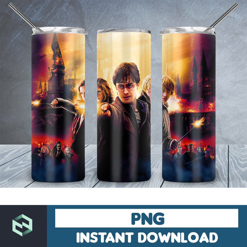 Harry Potter Skinny Tumbler, Wizard 20oz Skinny Tumbler, Digital Download, Movie Tumbler Sublimation, Harry 20oz skinny tumbler template, PNG sublimation (55).j