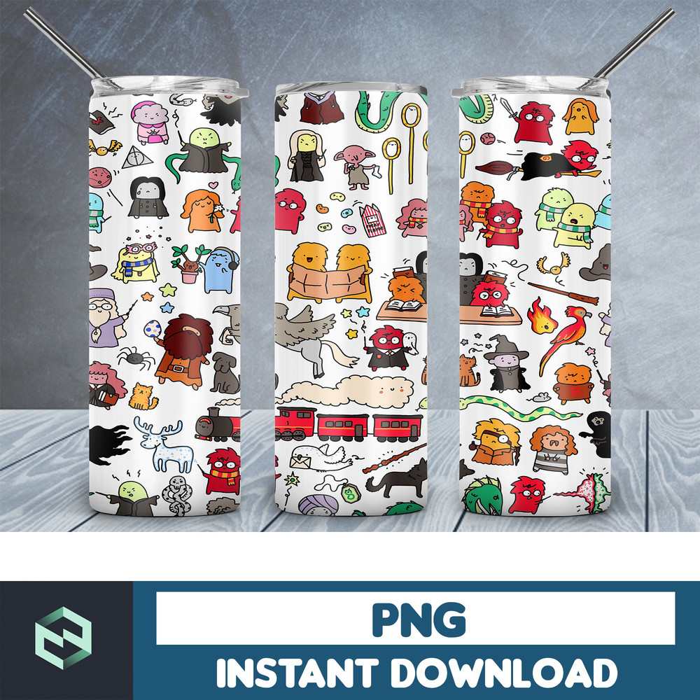 Harry Potter Skinny Tumbler, Wizard 20oz Skinny Tumbler, Digital Download, Movie Tumbler Sublimation, Harry 20oz skinny tumbler template, PNG sublimation (101).