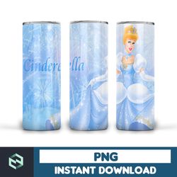 cinderella tumbler, princess tumbler, princess sublimation, cute princess cup wrap, kids blue glitter 20oz skinny tumble