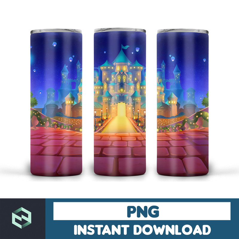 Cinderella Tumbler, Princess Tumbler, Princess Sublimation, Cute Princess Cup Wrap, Kids Blue Glitter 20oz Skinny Tumbler Template Wrap (3).jpg