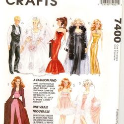 McCall's 7400 Doll clothes patterns for Barbie and Ken, Vintage pattern, Instruction in FRENCH, Digital download PDF