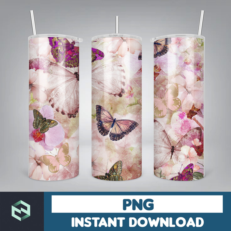 Butterfly Tumbler Wrap PNG - 20oz Tumbler Wrap Digital Download - Gift For Her - 20oz Skinny Tumbler Wrap (8).jpg