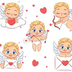 cute baby cupid with a heart in his hands. eps. png, jpg, 300 dpi.