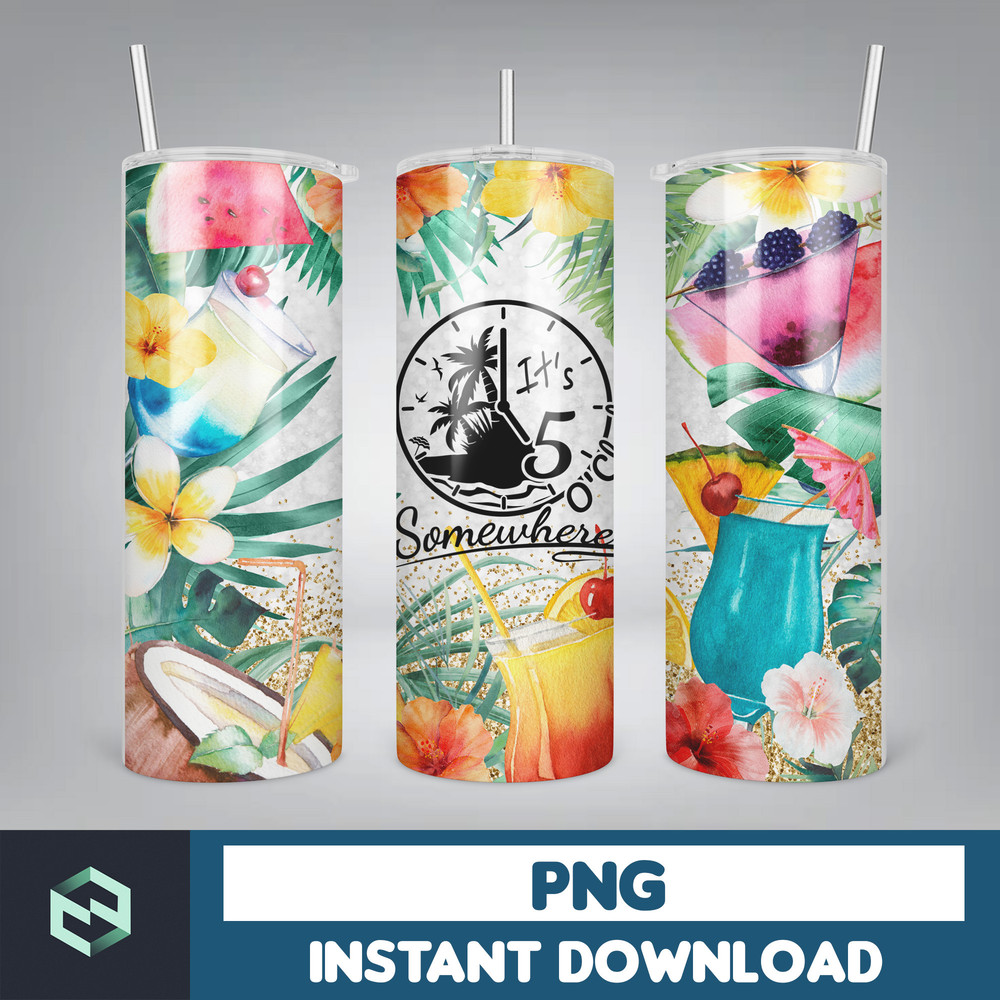 SUMMER THEMED Tumbler, Summer 20 oz skinny tumbler sublimation design Ocean beach sunset Glitter Palm PNG design (4).jpg