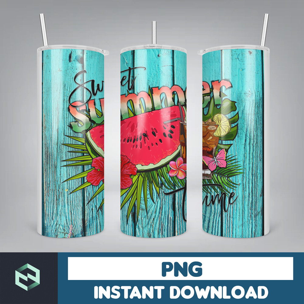 SUMMER THEMED Tumbler, Summer 20 oz skinny tumbler sublimation design Ocean beach sunset Glitter Palm PNG design (12).jpg