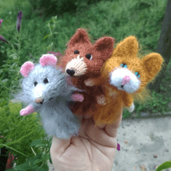 Finger puppets Cat Dog Mouse puppets Quiet toys Montessori toys Toddler Childrens story puppets Child friendly Animals