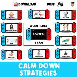 Video Game Calm Down Strategies | Calm Down Corner | Coping Strategies | Bulletin Board | Flashcards