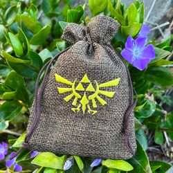 Royal Crest Embroidered DnD Dice Bag, Zelda Inspired D&D Dice Pouch, TLOZ Embroidery, Dungeons and Dragons Geek Gift