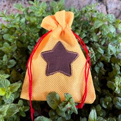 Bell Bag Embroidered DnD Dice Bag, Animal Crossing Inspired D&D Dice Pouch, Star Embroidery, Dungeons and Dragons Gift