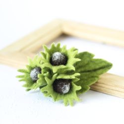 Handmade felted hazelnut brooch - Unique Gift Idea for Nature Lovers