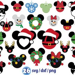 disney christmas head svg, mickey christmas ears svg, disney holiday svg, disney merry christmas svg png