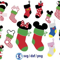 disney christmas stocking svg, mickey christmas ears svg, disney holiday svg, disney merry christmas svg png